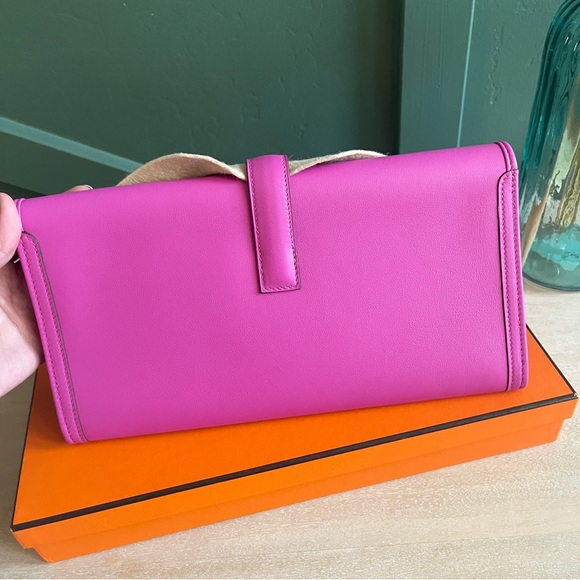 ❌SOLD❌Mint HERMES Jige cluth elan 29 swift magnolia C stamp - Picture 5 of 13